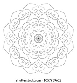 Coloring book mandala for beginner easy to draw in white background - Shutterstock ID 1057939622