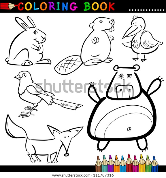 Coloring Book Page Cartoon Illustration Funny Stock Illustration ...