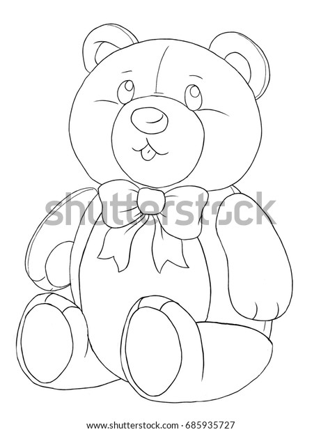 Coloring Book Page Teddy Bear Toy Stock Illustration 685935727 ...