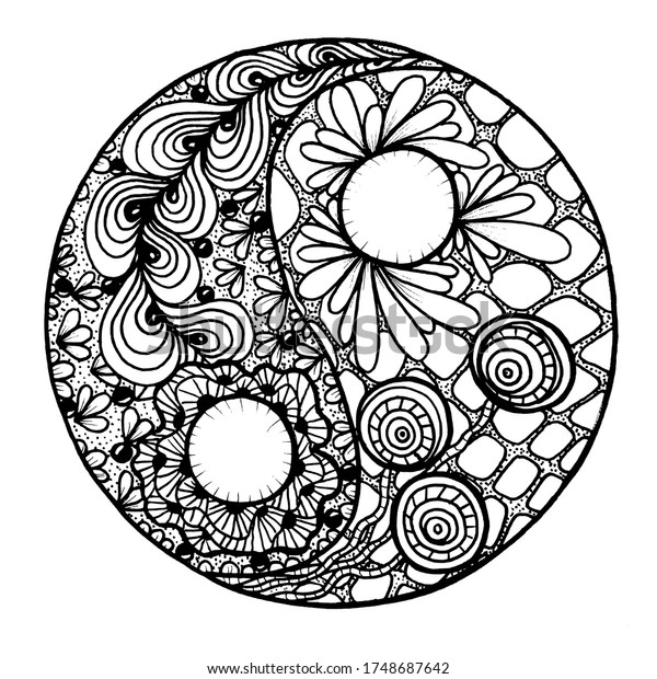 coloring book relaxation recreation yin yang stock illustration 1748687642 shutterstock