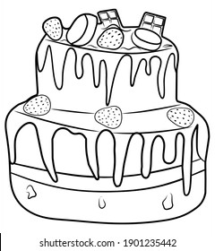 Coloring Cake Activities Children Cake Black Stock Illustration ...
