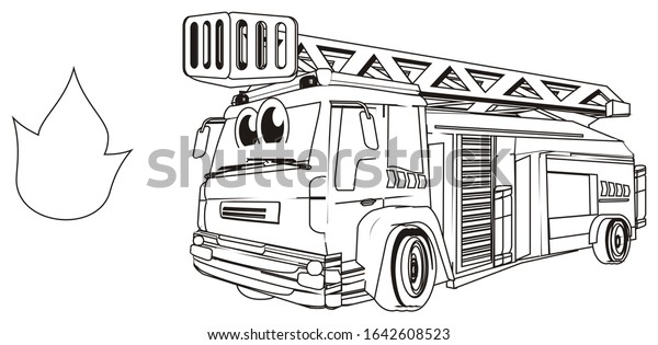 coloring happy fire engine and\
fire