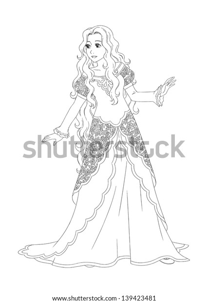 Coloring Image Medieval Fairy Tales Illustration Stock Illustration ...