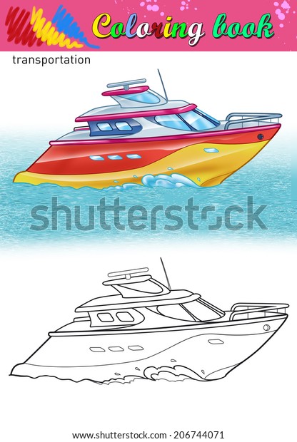 Download Coloring Modern Yacht Coloring Book Kids Stock Illustration 206744071