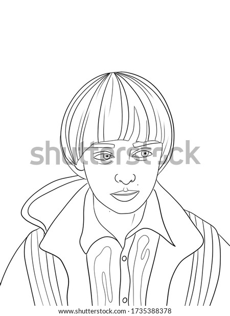 Стоковая иллюстрация «Coloring Page Boy», 1735388378