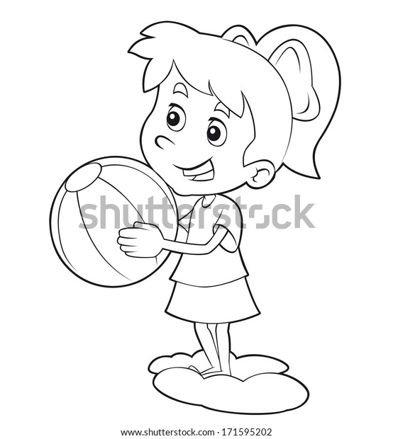 Coloring Page Cartoon Child Having Fun Stock Illustration 171595202 ...