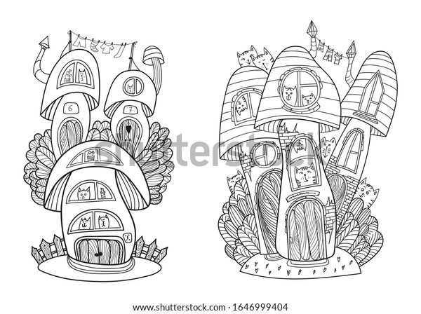 Download Coloring Page Cartoon Cute Mushroom Illustration Stock Illustration 1646999404