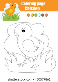 Coloring Page Chicken Children Drawing Activity Stock Illustration ...