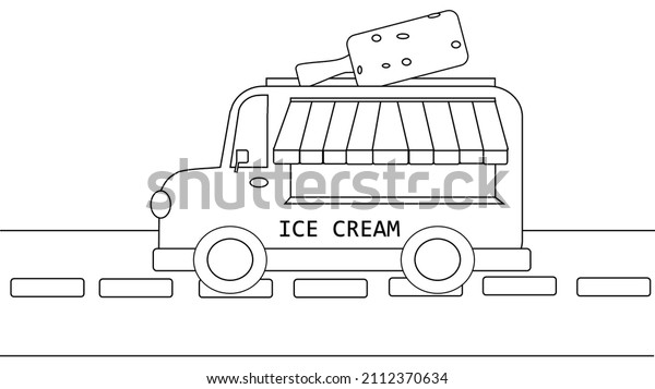 Coloring page for\
children, coloring page for toddler, drawing ice cream truck for\
kids, activity page for happy coloring, ice cream truck, children\
painting, coloring for\
adult