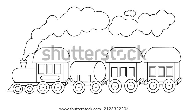Coloring page for children, coloring\
page for toddler, drawing train for kids, activity page for happy\
coloring, Train, children painting, coloring for\
adult