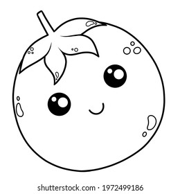 Coloring Page With Cute Tomato