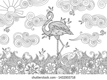 Coloring Page Flamingo Images Stock Photos Vectors Shutterstock