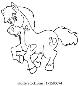 Coloring Page Horse Illustration Children Stock Illustration 171580094 ...