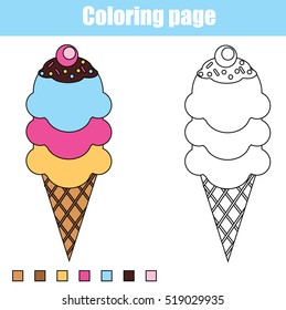 Coloring Page Ice Cream Cone Color Stock Vector (Royalty Free ...