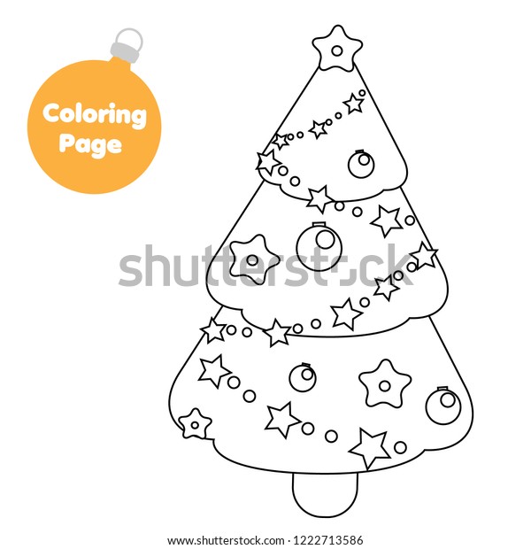coloring page new year christmas spruce stock illustration