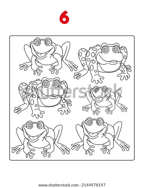 Coloring\
page - Numbers. Education and fun for children\'s. Baby first\
numbers - Colorize and count. Number 6 six,\
frog