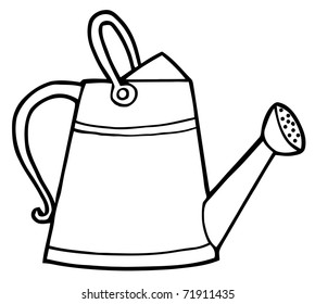 Coloring Page Outline Gardening Watering Can Stock Vector (Royalty Free ...