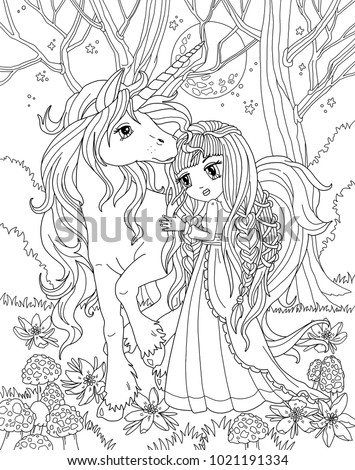 coloring page unicorn princess arkiv illustrasjon