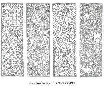 Coloring Page Valentines Day Bookmarks Stock Illustration 253800433