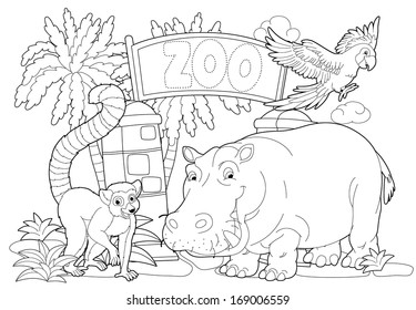 Download Zoo Coloring Pages Stock Illustrations Images Vectors Shutterstock