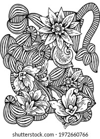 Coloring Pages Adult Abstract Floral Graffiti Stock Illustration ...