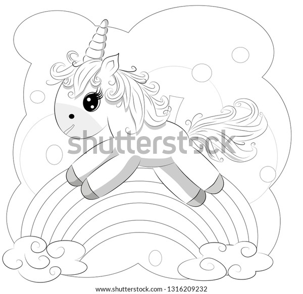 Coloring Pages Little Cute Pony Rainbow | The Arts Stock Image