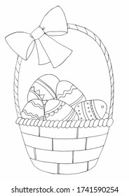 Coloring Sheet With Basket Of Eggs