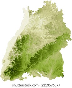 Colorized And Rendered Relief Map Of Baden-Württemberg