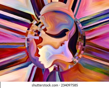 Colors of the Mind series. Composition of elements of human face, and colorful abstract shapes suitable as a backdrop for the projects on mind, reason, thought, emotion and spirituality
