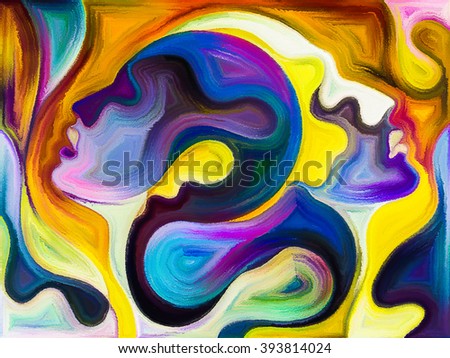 Colors of Unity series. Visually pleasing composition of colorful and surreal human profiles to serve as  background in works on love, passion, romantic attraction and unity