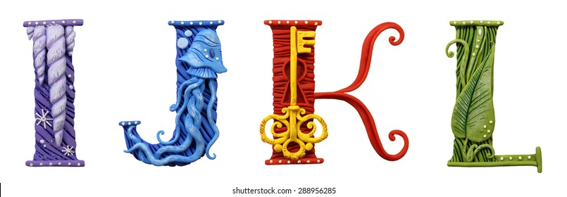Colour plasticine letters isolated on a white background. Plasticine alphabet set.