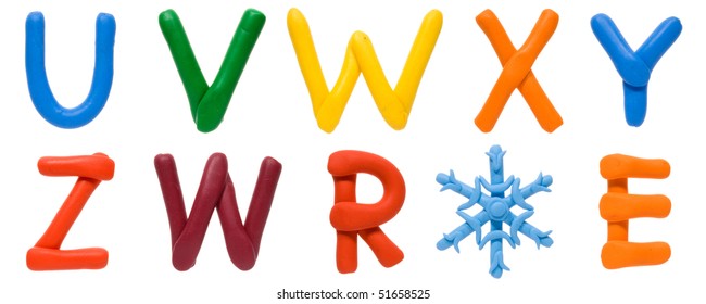 Colour plasticine letters isolated on a white background
