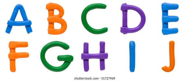 Colour plasticine letters isolated on a white background