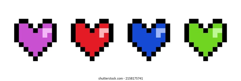 Coloured 8bit Heart Sprites For Your Game Or Application.