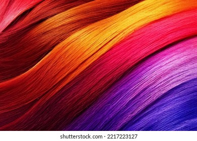 Coloured hair  digital illustration and realistic human hair texture   vibrant red colour tones  red  orange  purple gradients