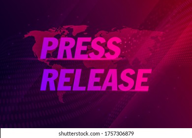 Colourful And Gradient Press Release Media Abstract Background Concept. Gradient Text And Colorful Texture With World Map