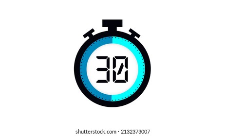 Colourful minimal countdown timer animation from 30 to 0 seconds. Modern flat design with animation on white background. High quality 4K video