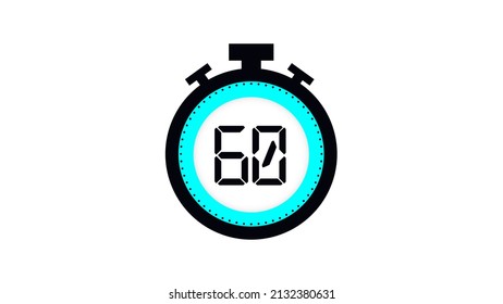 Colourful Minimal Countdown Timer Animation From 60 To 0 Seconds. Modern Flat Design With Animation On White Background. High Quality 4K Video