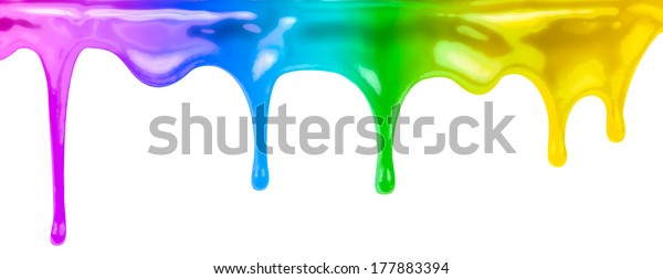 Colourful Paints Dripping Isolated On White Stock Illustration 177883394