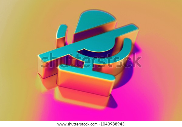 Colourful Slash Microphone\
Icon on Candy Pink-Yellow Background With Art Focus. 3D\
Illustration of Voice, Diagonal, Slash, Interface, Line Icon Set\
for\
Presentation.