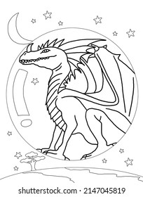 Colouring Book Dragon Coloring Page Kid Stock Illustration 2147045819 ...