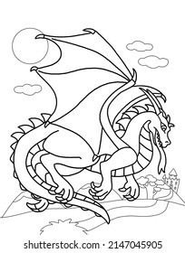 Colouring Book Dragon Coloring Page Kid Stock Illustration 2147045905 ...