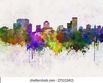 Columbia Skyline In Watercolor Background