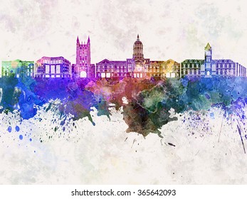 Columbia Skyline In Watercolor Background