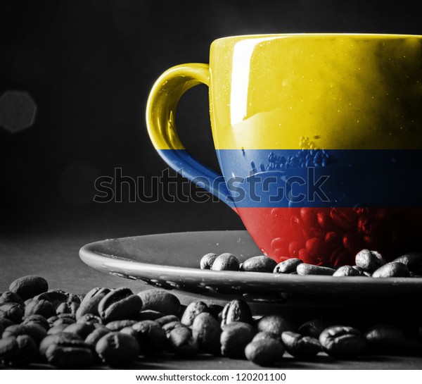 コーヒーのカップにコロンビアの国旗 のイラスト素材
