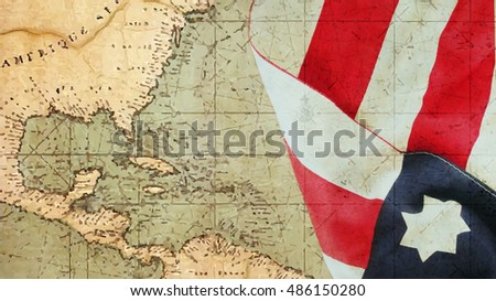 Columbus Day. Flag and Chart