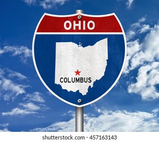 Columbus Ohio Road Sign - 3D Illustration