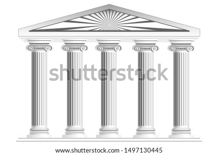 Columns with arch isolated on white background. 3d rendering.