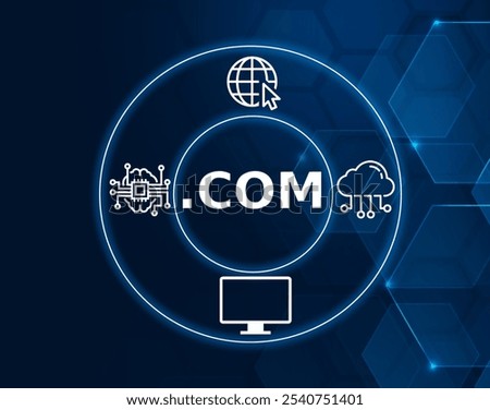 .Com concept. On the Internet, "com" is one of the top-level domain names that can be used when choosing a domain name.