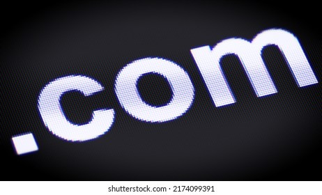 .com Domain In The Screen. 3D Illustration.